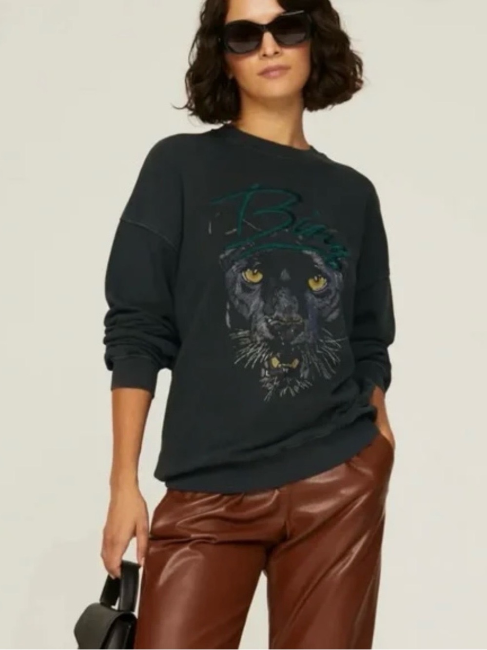 Anine Bing Black Panther Graphic Crewneck Sweatshirt